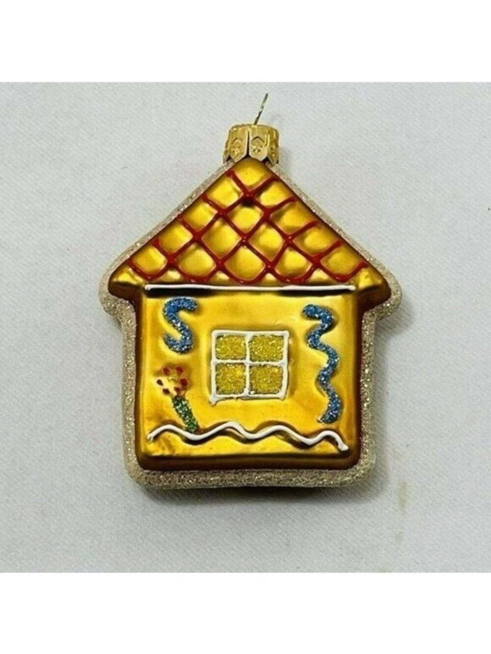 Poland Impuls Traditional Glass Christmas Ornament Gingerbread House Gold Blown